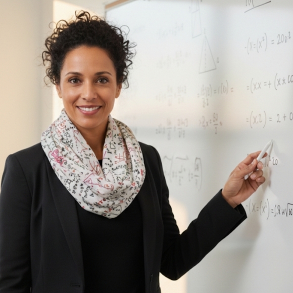 Math Teacher Print White Infinity Scarf EUC - Picture 5 of 5